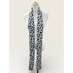 Long Oblong Black and White Cheetah Print Scarf/Tie Belt